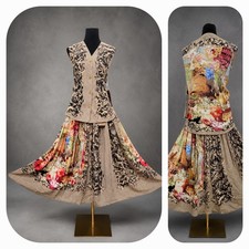 VTG Carole Little Renaissance Cherub Baroque Print 2 Pc Skirt Top Set Sz 10 NWT picture