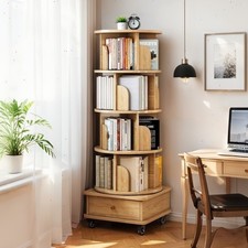 Shelf 360-degree circular rotating bookshelf - saves space With wheels picture