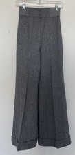 Vtg Bobbie Brooks ‘70’s Gray Wool Bell Bottom Cuff Pants Sz 4 picture