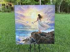 Dida Richa Signed Framed Original Oil on Canvas 30x30 “The Ocean's Daughter