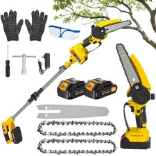 2 in1 Cordless Pole Saw Brushless Mini Chainsaw for Tree Trimming w/ 2 Batteries picture