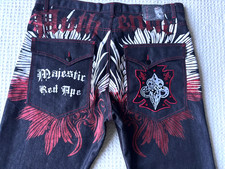Vintage Red Ape Authentic “Majestic Red Ape” Graphic Embroidered Jeans Size 40 picture