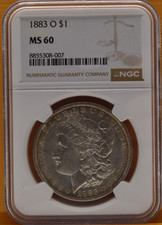 1883 O Morgan Silver Dollar NGC MS60 $1 Coin New Orleans Uncirculated Buy It Now picture