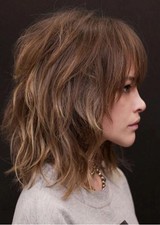 Medium Layered Hairstyles Women's Wavy Shag Shaggy Synthetic Capless Wig 14Inch picture