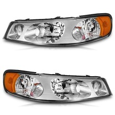 WEELMOTO Pair Headlights Assembly For 1998-2002 Lincoln Town Car Chrome w/o Bulb picture