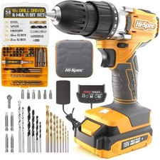 Hi-Spec 58 Pc Cordless Drill Driver 18V Battery Electric Screwdriver Set picture