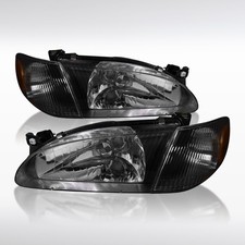 Fit 1998-2000 Toyota Corolla Black Headlights+Corner Signal Lamps Pair 98-00 picture