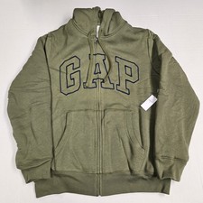 GAP Arch Logo Zip-UP Hoodie 'Army Green' Sherpa Lined - Size Medium - NEW W/ TAG picture