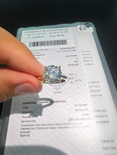 YELLOW GOLD RING SIZE 6.5 WITH 3 CT ROUND IGI CERTIFIED LAB GROWN DIAMOND VS2 E picture
