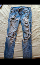 Y2kAmerican Eagle Outfitters Women’s Skinny Jeans Low Rise Light Wash Distressed picture