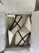 NIB Charles & Keith White Slingback Heels Size 7.5 (38) Covered Style CK1-609200 picture