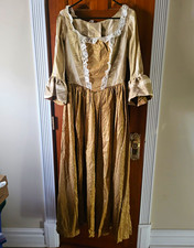 Handmade Women's 18th Century Colonial Style Lace Trim Lace-Up Dress, Size M picture