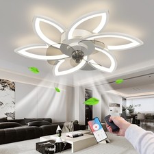 Modern Dimmable Fan Lights Flush Mount LED Ceiling Light with Remote APP Control picture