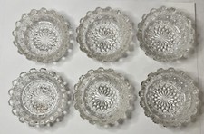 Vintage Pressed Glass Lacy Daisy Pattern Salt Cellar Dips Set Of 6 READ picture