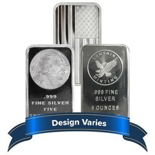 5 Troy oz Random Design Hallmarked Silver Bar .999 Fine Secondary Market picture