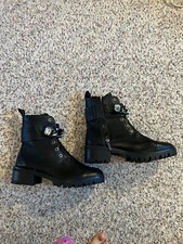 Karl Lagerfeld Paris Patina Combat Boots Women’s Size 10Faux Leather Black picture