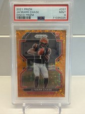 2021 Panini Prizm Ja'Marr Chase #337 Orange Disco Prizm RC PSA 9 picture
