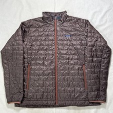 Patagonia Men's Primaloft Down Sweater Puffer Jacket Size 2XL Brown Full Zip picture