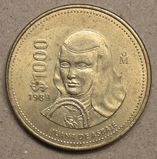 Mexican 1000 Pesos Coin 1989 Circulated Mexico ESTADOS UNIDOS MEXICANOS picture