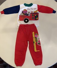 Vintage 1993 Barney & Baby Bop Fire Department Sweatshirt and Sweat Pants Size 4 picture