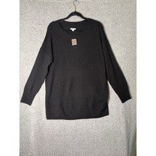 Pure Jill L NWT Black Speckled Tunic Sweater Lagenlook Boho picture