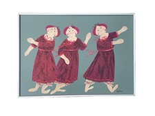 VTG HARRY DUNN 20th c. PA  Americana Whimsical MCM Modernist Folk Art Painting picture