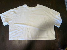 Offline by Aerie Women's White Cotton Knit Cropped Crew Neck T-Shirt L picture