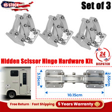 Set of 3 Large Hidden Scissor Hinge Aluminum &Stainless Steel Screw Nut Hardware picture