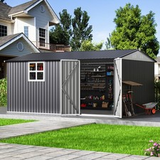 10x14 FT Outdoor Metal Storage Shed with Window,Galvanized Steel Tool Shed picture