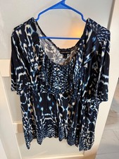 Fashion Bug 4X Womens Blue & White Patterned Top                            30-8 picture