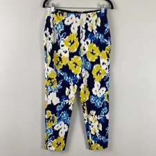 Lysse Floral Side Zip Pull On Crop Pants Size Large Mid Rise picture