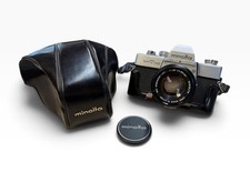 Vintage Minolta SRT 101 35mm Film Camera MC Rokkor PF 55mm f/1.7 Lens Case picture