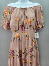 Anthropologie Kindred PXL Blush Pink Lined Embroidered Tiered Boho Maxi Dress picture