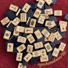 Sunday Blue American Mahjong Set 160 Acrylic Tiles Gold Border Engraved Design picture