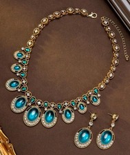 Exquisite Vintage Gemstone Royal Designs Necklace and Earrings Set picture