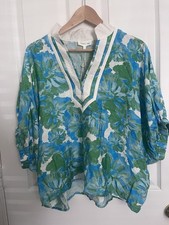 NWT Size Large Entro Bright Floral Print Dolman Top Green Blue White Brand New picture