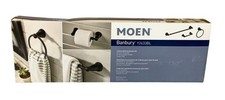 MOEN Banbury 3-Piece Bath Hardware Set Matte Black Towel Bar Ring TP Holder picture