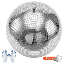 Uimoso 16-Inch Glass Mirror Disco Ball with Hanging Ring for Parties and Events picture