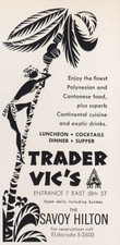 1960 Trader Vics: Savoy Hilton Finest Polynesian Food Vintage Print Ad picture