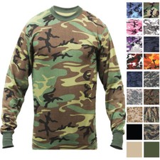 Camo Long Sleeve T-Shirt Tactical Military Crew Tee Undershirt Army Camouflage picture