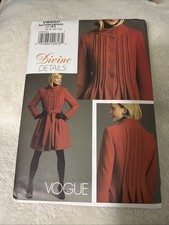 Vogue Sewing Pattern Coat Misses V8550 Gorgeous Tucked Detail 8 10 12 Uncut picture