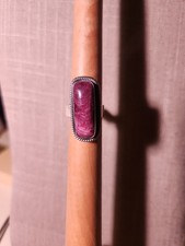 Navajo Handmade Antoinette Martinez Sterling Silver Purple Spiny Adjustable Ring picture
