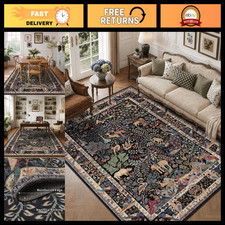 Vintage Animals Print 5x7 Washable Area Rug - Boho Indoor Carpet for Home Decor picture