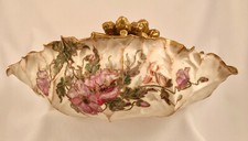 Antique CAC American Belleek Porcelain Art Nouveau Floral Basket c 1900 picture