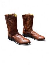 Justin Jackson Boots #3163 Men’s Size 9 Chestnut Marbled Deerlite Roper Boots picture