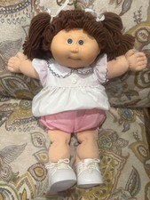 1983 CABBAGE PATCH KIDS DOLL Girl Brown Pigtails/VIOLET Eyes/PAPERS NIB picture