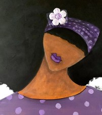 ORIGINAL 11x14 Natural Hair Art Woman w/ Abstract Afro Figure Portrait Painting picture
