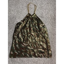 INC International Concepts Petite Camo Metallic Silk Blend Chain Halter Top 14P picture