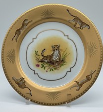 NEW VTG RARE Lynn Chase Golden Cheetah 24K Ceramic Salad Plate 9” Discontinued ￼ picture