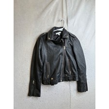 Topshop Black Genuine Lamb Leather Biker Moto Jacket Size US 2 RN125149 picture